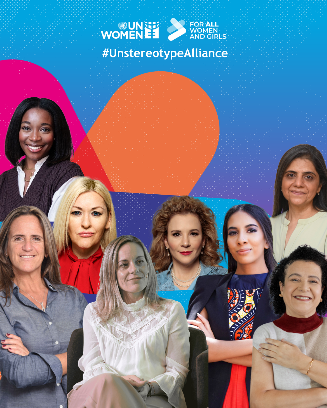 group image of professional women headshots on gradient background